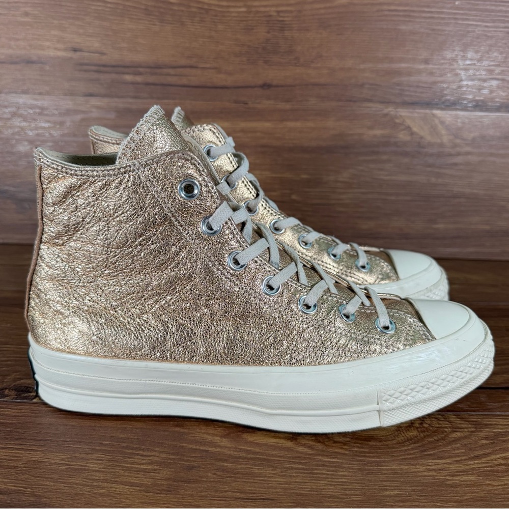 Converse Chuck 70 Metallic Gold Leather Sneakers Women’s Size 7.5 Shoes